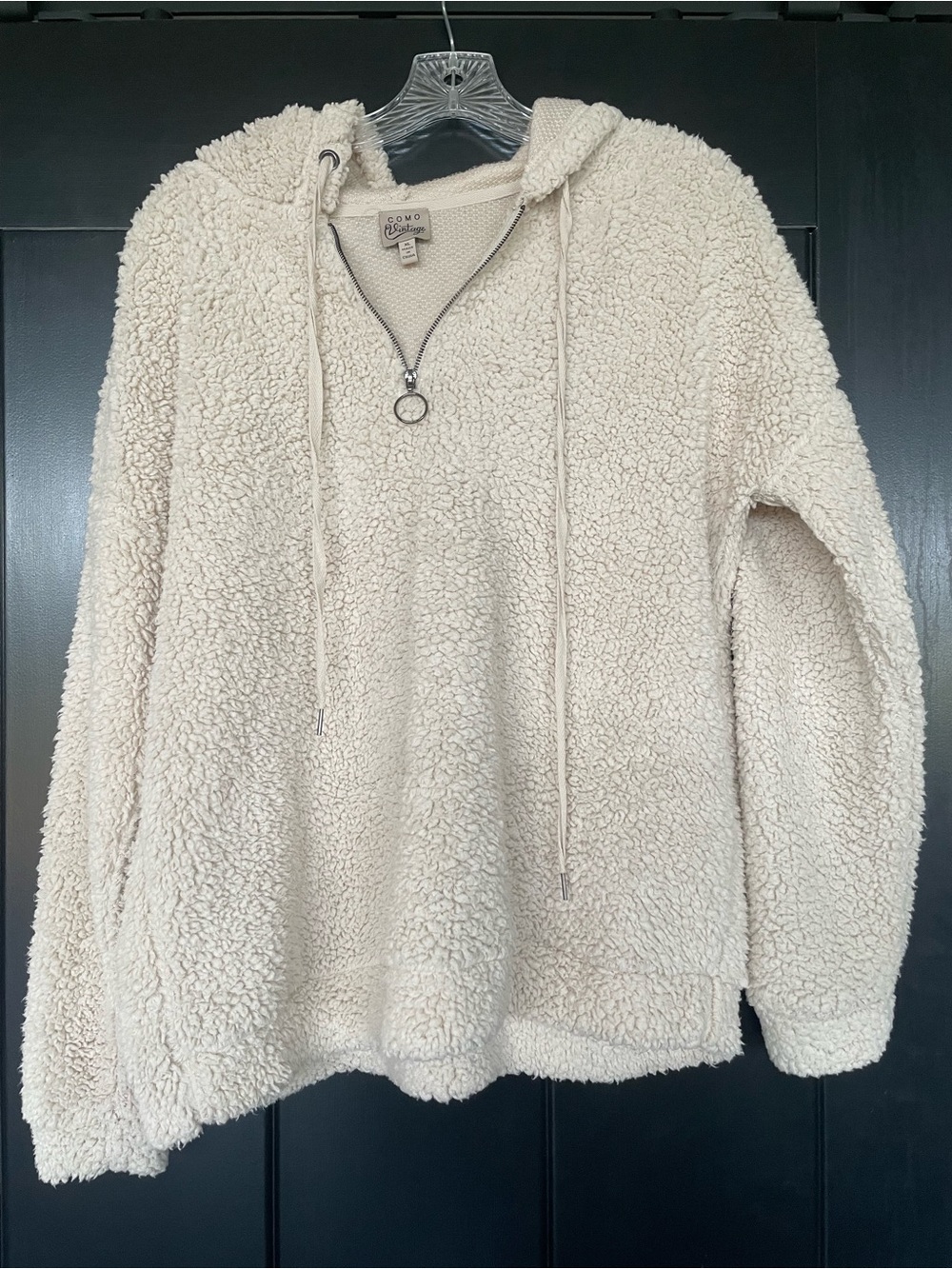 Como Vintage Cream Sherpa Half-Zip Hoodie